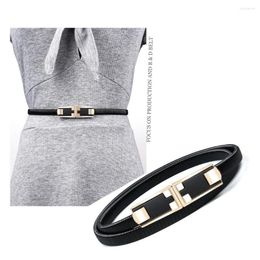 Belts Women Thin Belt Fashion Female PU Faux Leather Black Metal Buckle Suit Waist For Dress Ladies Strap