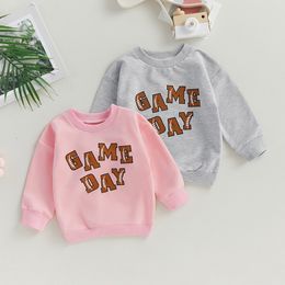 Hoodies Sweatshirts 0613 Lioraitiin 04Years Kids Girls Boys Rugby Letter Print Long Sleeve Crew Neck Toddler Pullovers Fall Tops 230901