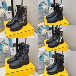 Women Boots Designer Shoes Platform Leather Shoes Martin Ankle Boot Winter High Heels Booties Woven Splicing Shoe Letter Printing Luxury Outdoor