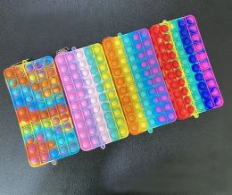 wholesale Bubble Toy Bags Pop Pencil Bag Pen Pencil Case Simple Solid Colour Silicone Stationery Storage ZZ