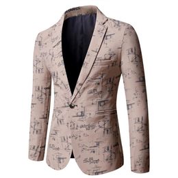 Men's Suits & Blazers Mens Fashion High-grade Printing Suit Coat Casual Wedding Business Male Blazer Jacket Masculino Slim Fi219k