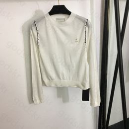 Designer Metal Letter Women T Shirt Fashion Brand Knit Long Sleeve Blouse High Quality Sweatshirt