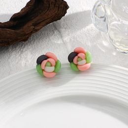 Stud Earrings AENSOA Handmade Polymer Clay For Women Cute Colourful Plants Succulent Small Simulated Flowers Jewellery