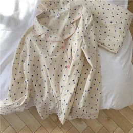 Women's Sleepwear Printed Spring Autumn Long Sleeved Pajamas Women Home Clothes Simple Korean Casual Suit Pyjama Pour Femme Nightwear