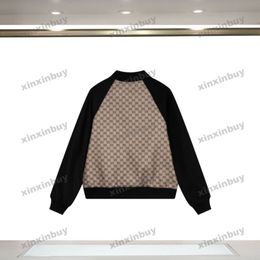 xinxinbuy Men designer Coat Jacket Panelled Paris Double letter Print long sleeve women Grey Black khaki green red S-XL