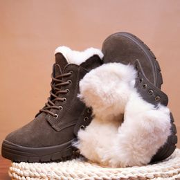 Boots Men Winter Boots Natural Wool Thicken Sheepskin Snow Boots Waterproof Non-slip Men's Leather Martin Boots Antifreeze Cracking 230901