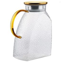 Bowls Tea Water Pitcher With Lid Cold Bottle Glass Door 19.5X13CM Spout Household Pot Dispenser