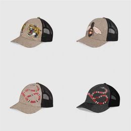Classic top quality snake tiger bee cat canvas featuring men baseball cap with box dust bag fashion women sun hat bucket hat 219n