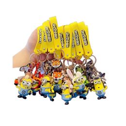 Decompression Toy Cartoon Cute Little Yellow One Zodiac Doll Glue Car Key Chain Pendant Drop Delivery Dhwcn