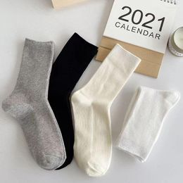 Women Socks Versatile Four Seasons Universal Unisex Solid Colour Medium Tube Jk Harajuku Girl Lolita Stripe Day Tie