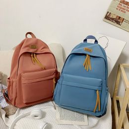 School Bags Women's Backpack Schoolbags For Teenage Girls Book Knapsack Student Backpacks Solid Colour Female Multi-Pocket Woman Travel