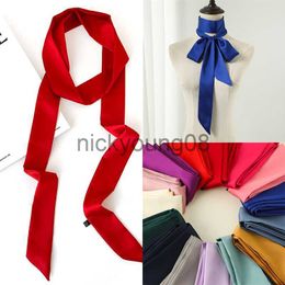 Pendant Scarves Long Silk Skinny Scarf Women Neck Hair Band Solid Printed Foulard Neckerchief Hairscarf Female Fashion Handle Ties Ribbon x0904