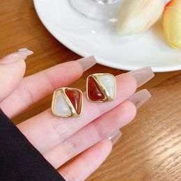 Stud Earrings Vintage Square Resin For Women Girls Korean Retro Geometric Earring Wedding Party Fashion Jewellery Accessories Gift