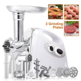 Manual Meat Grinders SUGIFT 1200W Electric Grinder with Sausage Kit 3 Plates White 230901