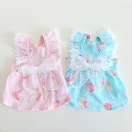 Dog Apparel Pet Clothes Lace Bowknot Suspender Dress For Clothing Cat Small Watermelon Print Cute Thin Summer Fashion Girl Chihuahua