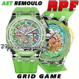 APF AET Artist Grid Game Cal.3126 A3126 Automatik-Chronograph Herrenuhr, Kristallgehäuse, Pixel-Game-Grafik, Zifferblatt, Strichmarkierungen, Gummi, Super Edition Ewigkeitsuhren