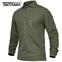 Men's Polos TACVASEN With Zipper Pockets Tactical Work T-Shirts Mens Long Sleeve Premium Polos Tee Shirts Casual Golf Sports T-shirts Tops 230901