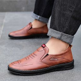Hand Sewn Microfiber Leather Business Casual Shoes Men's Leather Shoes men Outdoor Sports Running Sneakers Casual Shoe Athletics Trainers