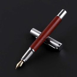 Fountain Pens Luxury ic Silver Metal Fountain Pen Signature Calligraphy Ink Pens Coralwood Rosewood Writing Stationery Office Supplies HKD230904