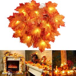 Other Event Party Supplies 2 3 6M Dekorasi Natal Daun Maple Buatan Lampu LED String Lentera Garland Pesta Rumah DIY Deco Halloween Baru Ya 230904