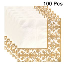 Other Event Party Supplies Paper Napkins Cocktail Tissue Napkin Gold Tea Golden Decorative Disposable Restaurant Printed Daily Use 230901
