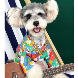 Dog Apparel Hawaii Flower Shirt Fashion Clothes Spring Summer Thin Beach Printed Pet Puppy Chihuahua Clothing T-Shirt