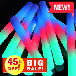 Other Event Party Supplies 12153060Pcs LED Glow Sticks Bulk Colorful RGB Foam Stick for Christmas Birthday Wedding in The Dark 230901