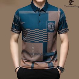 Men's Polos Arrival Business Style Polo Shirts Male Letter Printing Turndown Collar T Shirt Tops 230901