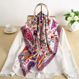 Pendant Scarves 90*90cm Luxury Brand Women Silk Scarfs Print Square Scarves Spring Summer Shawls For Ladies x0904