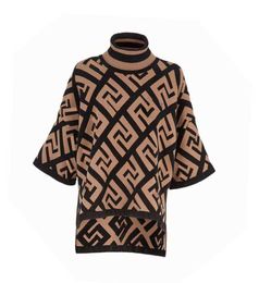 Kadınlar Uzun Sweater Lüks Klasik Saf Renk Geometrik Desen Örme Üstler Sonbahar Kış Tasarımcı Jumper Kadın Kadın Kazak Boyutu S-XL