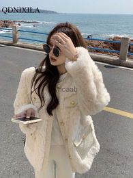 Women's Wool Blends Woman Coats 2023 Winter New In Cold Outerwears Short Thickened Lamb Wool Korean Style Chic and Elegant Clothes Plush Loose Top HKD230904