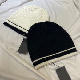 Beanie Knit Cap Hat White Black Women Wool Winter Beanie Stretch Outdoor Breathable Hat