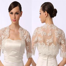 Lace Long Sleeves Bolero Shrug Jacket Stole Wedding Prom Party Dress White Ivory Wedding Lace Jacket306j