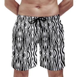 Men's Shorts Classic Zebra Gym Summer Black And White Animal Print Casual Beach Short Pants Men Running Surf Quick Dry Swim Trunks