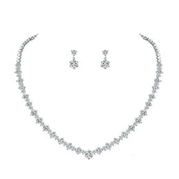 Charm Bracelets WEIMANJINGDIAN Brand Round Cut Cubic Zirconia CZ Crystal Necklace and Earrings Wedding Bridal Banquet Prom Jewellery Sets 230901