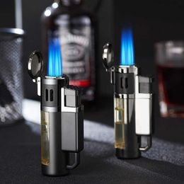 High Firepower Jet Four Torch Turbo Lighter 1300C No Gas Lighter Metal Lighters Cigarette Camping Lighters Gadgets For Men K6Y6