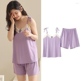 Women's Sleepwear Fdfklak Pyjama Sets Women Summer Fresh Colour Ins Breathable Femme Nightwear Trendy Comfortable Loose Girls M-4XL