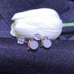 Stud Earrings SHILOVEM 18k Rose Gold Real Natural White Jasper Earring Classic Fine Jewelry Women Wedding Gift Myme0606018hy