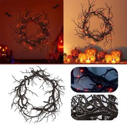 Decorative Objects Figurines Halloween Dead Branch Garland Creative Glowing Black Decoration Simulation Plant Wreath Home Deocrs 230901