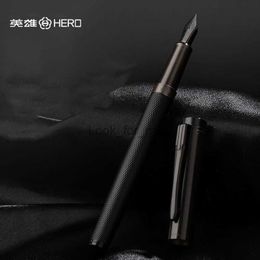 Fountain Pens Luxury HERO Black Forest Fountain Pen Extremely Dark Titanium Black Business Office School Supplies Ink Pens HKD230904