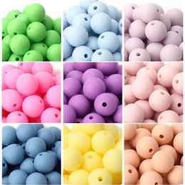 Teethers Toys 50Pcs 12mm Baby Silicone Beads BPA Free Round Teether Teething Pearl Ball Food Grade For Necklace Pacifier Chain 230901