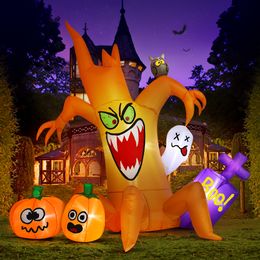 Decorative Objects Figurines 8 10 FT Halloween Inflatable Outdoor Decoration Dead Tree With Pumpkin and Cat Blow Up Yard Props For Holiday Party Garden l230901