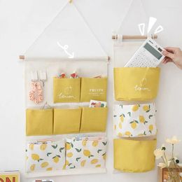 Storage Boxes Small Fresh Printing Pattern Hanging Bag Dormitory Wall Fabric Household Sundries