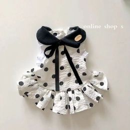 Dog Apparel Dot Princess Dress Pet Dog Clothes Cat Print Skirt Clothing Dogs Small Chihuahua Summer Black White Breathable For Small Dogs 230904