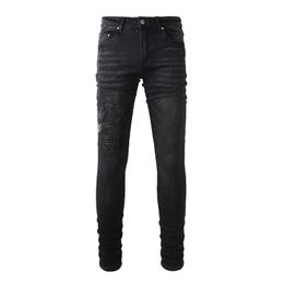 Mens Designer Jeans Distressed Ripped Biker Slim Fit Motorcycle Denim For Men s Top Quality Fashion jean Mans Pants pour hommes real jeans #1312