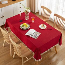 Table Cloth Cotton Linen Tablecloths Wrinkle Free Anti-fading Tassel Rectangle Indoor & Outdoor Dining Cover Home Decor