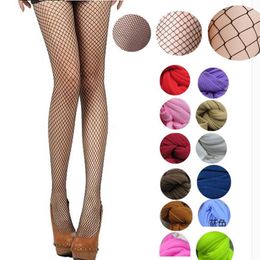 Socks & Hosiery Women Pantyhose Multicolor Fishnet Stockings Coloured Small Middle Big Mesh Tights Anti-hook Nylon Stockings Visnet258s