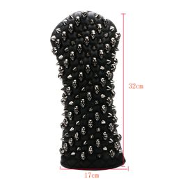 Other Golf Products Golf Head Cover Skull Rivets PU Leather For Driver Fairway #3 #5 Hybrids 230901