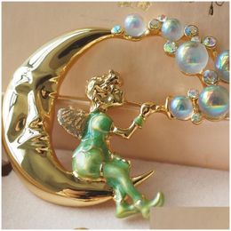 Pins Brooches Moon Fairy Brooch Vintage Middle Ancient Blowing Bubbles Antique Accessories Drop Delivery Jewellery Ottas