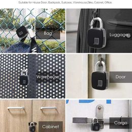 Door Locks Tuya Fingerprint Padlock Bluetooth Smart Keyless Lock Mini Portable Biometric Padlock with USB Charging For Locker Luggage Gym HKD230903